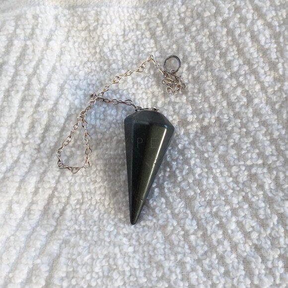 Black Tourmaline Crystal Pendulum Handmade Tumbled Hexagonal Cone Chakra Dowsing - Picture 8 of 11